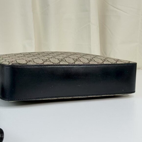 Gucci GG Logo Supreme Large Clutch Classic Beige & Black Handbag - Picture 5 of 9